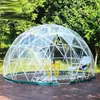 Tende e rifugi Glamping Tenda di lusso per feste Tetto rotondo con cupola geodetica in PVC trasparente Expo 4 m