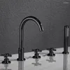 Badkamer Wastafel Kranen Messing Mixer Split Type 5 Stuks Bad Kraan Set Koud En Water Vijf-gat Drie-weg Douche