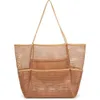 PU Soft Hollow Mesh Shoulder Bags Fashion Large Capacity Beach Bags Ladies Composite Outdoor Handbag Wear Resistance Totes Bags