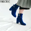 Boots Ymechic 2018 Red Blue Black High Heels Damesschoenen Klock Fashion Shoes 2018 Winter enkel laarzen plus size bootie vrouw