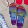 Slippers Asileto New 2021 Ladies Slipper Open Toe Flat Candy Color Nubuck Soft Stylish Crystal Big Tamanho 42 praia ao ar livre A3407