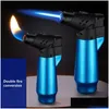 Tändare Nytt dubbelläge Flame Windproof Lighter Stick Acupunktur Aromaterapi Cigarett Tändare Torch Butane uppblåsbar gasdropp Deliv Dhsht