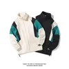 Streetwear Fashion Patchwork Sports Mens Jacket Hip Hop Loose Jackets Color Clashing Coat Black Baseball Zip Up 240305