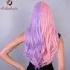 Synthetic Wigs Matching color long pink purple wavy wig with fringe for women natural synthetic curly wig heat-resistant fiber wig for daily Co 240328 240327