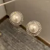 Brincos pendurados europeus americanos designers grandes pérola diamante redondo para mulheres elegantes joias extravagantes presentes de alta qualidade tendência