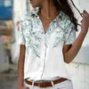 Women's Blouses Shirt Blouse Elegance Flower Print Short Sleeve Casual Fashion Collar Fit 2024 Spring & Fall Tops 5XL