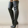 Bottes sexy talons hauts sur les bouts du genou Femme 2021 Boots noirs High Boots Mesdames Automne Hiver Chaussures Long Boot Femme plus taille
