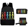 Rucksack Harajuku Alan Becker 3D-Druck 3 Stück/Set Schüler Schultaschen Laptop Daypack Geneigte Umhängetasche Federmäppchen