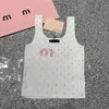 T-shirt Designer Womens Tanks Summer Y2K Sexy Sweet Embroidery Pressed Drill Girly Tops Sleeveless Ladies Knitted Tees