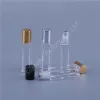 Bottles 10pcs 5ml 10ml Square Roll On Glass Bottle Roller Ball for Perfume Essential Oil Vials with Roller Metal Makeup Tools