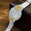 Designer-Armbanduhr für Damen, hochwertiger Luxus-Schmuck, heißer Verkauf, modische, elegante Uhr aus echtem Leder mit hohem Kohlenstoffgehalt und Diamanten in Gelb