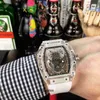 Reloj Richa mecánico automático para hombre Milles, cristal transparente, tecnología ahuecada, cinta luminosa, moda impermeable