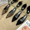 Slippers New Pointed Toe Mules Fashion Leopard Print Womens Slippers Casual Womens Shoes Womens Low Boots Elegant Womens Outdoor Slippers Q240318