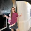 女性用Tシャツデザイナー2024早春、新しいMIUラウンドネックカラーTシャツルーズ汎用タンクトップ短袖長3ピースセット8OKC