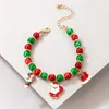 Chain 2022 Fashion Red Green Christmas Themed Bracelet for Women Anta Claus Hand Chain Crutch Reindeer Bracelet Party Jewelry GiftsL24