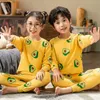 Autumn Toddler Kids Thermal Underwear Pyjamas Cartoon Cotton Winter Lounge Boy Girl Girl Casual Pyjamas Children Warm Sleepwear 240312