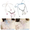 Chains Butterfly Pendant Necklace Ribbon Tie-up Choker Long Neck Chain For Women 264F