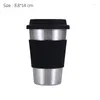 Mugs Stainless Steel Coffee Mug With Cover Silicone Insulated Anti-scald Milk Tea Office Cup Cold Car Easy Home Drinkware