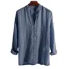 Men's Casual Shirts Stylish Male Shirt Breathable Solid Color Linen Shrink Resistant Skin-friendly Men For Beach