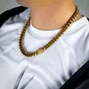 Krkc Co Cz Stein Zirkon Schnalle 24 Zoll 12 mm 18 Karat vergoldeter Edelstahl Miami Cuban Link Chain