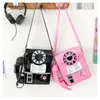 Väska mode rosa kärlek hjärta retro telefonform axel handväska pu läder kreativ rese gåva croosbady blixtlås party gata