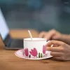 Tasses soucoupes en céramique tasse à thé ensemble chine café avec soucoupe boisson au lait traditionnel Se rustique