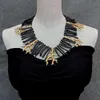 Y.YING Black Coral Golden Resin Branch Necklace Handmade Women Designer Jewelry