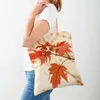 Alışveriş Çantaları Kanada Lady Shopper Bag Tote Çanta Tesisi Tapı Çiçek Çift Baskı Yeniden Kullanılabilir Günlük Tuval Kadınlar
