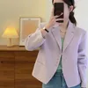 Frauen Anzüge Kurze Lila Mantel Kleinen Duftenden Wind V-ausschnitt Lose Outwear 2024 Frühling Herbst Koreanische Vesion Pendler Mantel
