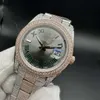 Luxury Men Zegarwatch Automatyczny połysk cZ cz cas 40 mm dwupiętrowy róża szara twarz lodowana męska zegarek