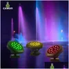 Underwater Lights Led Solar Powered Lamp Ip68 Waterproof Submarine Projector Light Outdoor Rgb Color Changing Disc Lawn Drop Delivery Dhkhs