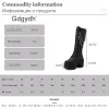Boots Gdgydh Black Leather Pu High Quality Winter Platform High Heels Shoes With Chain Gothic Metal Combat Knee High Boots Women Zip