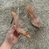 Kobiety Summer Slingback Pumps Office Pani Transpare Heele Sandals Eleganckie spiczaste palce u stóp Sexy High Heels 240313