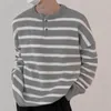 Männer Pullover Japanische Gestreifte Pullover Taste Rundhals Herbst Winter Casual Koreanische Version Vielseitig Hübsche Strickwaren B109