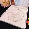Zhuji collier de perles d'eau douce naturelles ensemble de trois pièces pour femmes avec collier chaîne pendentif chaîne de cou diffusion en direct 5qmf