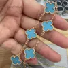 Ontwerper Cleef Van Clover Armband luxe merk klaver armbanden sieraden 18K goud Blauw Turquoise steen vlinder liefde 5 bloemen Diamond limited ed