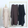 Vêtements ethniques Modeste Islamique Mode Bat Manches Robe Dubaï Turquie Eid Femmes Musulmanes Robe Plaine Arabe Moyen-Orient Ramadan Femme Kaftan