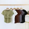 Kadın Tişörtleri Satili Büst Kısa Kollu Base Katmanı ile Düz Renk Üstleri Sıradan İnce Yuvarlak Boyun Kadın Bluz Dış Giyim C5714