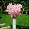 Decorative Flowers Wreaths 120 Heads Vertical Silk Artificial Cherry Blossom Valentines Day Gift Wedding Decor Trees Fake Flower B Otfei