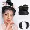 Chignon hanfu peruca de fantasia feminina estilo antigo cos almofada sintética de cabelo alto coque longo e reto peruca pedaço de cabelo chignon