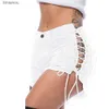 Frauen Shorts 2024 Sommer Neue Frau Sexy Denim Shorts Mode Side Bandage Elastische Shorts Jeans 4 Farben S-3XL Drop ShippingC243128