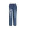 Дизайнерские женские джинсы с высокой талией подходят для модного принта и вышивки. Свободные высококачественные джинсы с широкими штанинами.