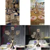 Décoration de fête 5 bras candélabres en cristal photophore en métal bougeoir 65 cm de haut festival anniversaire pièce maîtresse livraison directe maison G Dh6Xa
