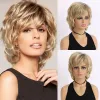 Perruques oucey Wigs de poils synthétiques pour femmes perruque naturelle femelle Coupure ombre Blonde perruque blonde naturelle Fibre thermique ondulé Wig courte