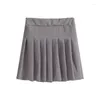 Skirts MOUKYUN Casual Streetwear Pleated Skirt Women Winter Wool Short A-line Mini Jupe Gray Black Kawaii School Skater