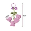 Keychains Handknited Orchid Bell Flower Pendant virkad handväska Charm Handgjorda bilnyckelringar Stickande hängande prydnad nyckelring