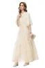 Kvinnors landningsbanor Ruffled krage Långa ärmar Applices Tiered High Street Designer Party Prom Gown Vestidos