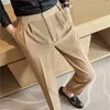 Mężczyzn Suit Pants 2024 Autumn British Style Slim Fit Solid Casual Pantalon Homme Wedding Party Formal Dress Mężczyznę Ubranie 240318