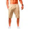 Men's Shorts Summer 2024 Loose Cotton Linen Thin Breathable Five-leg Pants Sports Casual Tension Rope