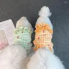 Vestuário para cães Colete de verão com babados na bainha de duas pernas de algodão com estampa de frutas para animais de estimação camisa de fantasia